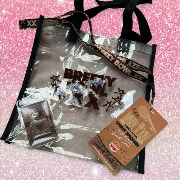 Chris Brown VIP merch Breezy Bowl XX Clear Tote Bag, laminate and keychain - Picture 1 of 3